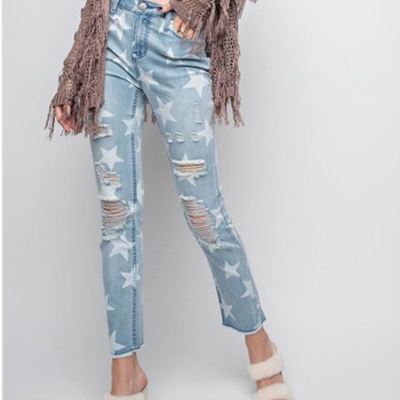 ⚡️BEST SELLER ⚡️DENIM STAR DISTRESSED - JEANS - Picture 2 of 2